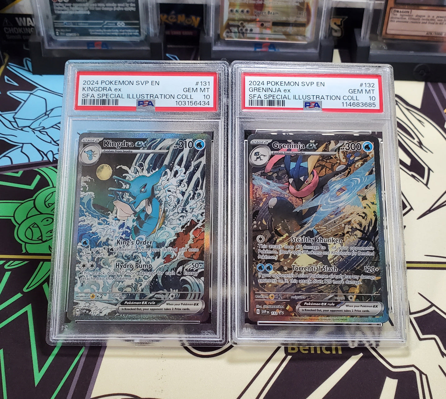 Pokemon Kingdra ex 131 & Greninja ex 132 Black Star Promo PSA 10 Set
