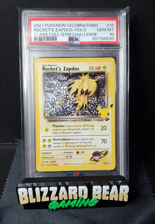 Pokemon TCG 2021 Rocket's Zapdos #15 - Celebrations Classic Collection - Holo Rare - PSA 10 GEM MINT